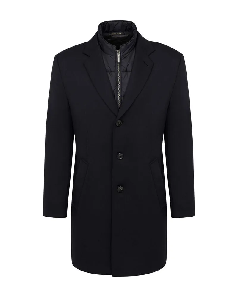 Bugatti Herren Mantel Modern Fit mit Wollanteil Marine