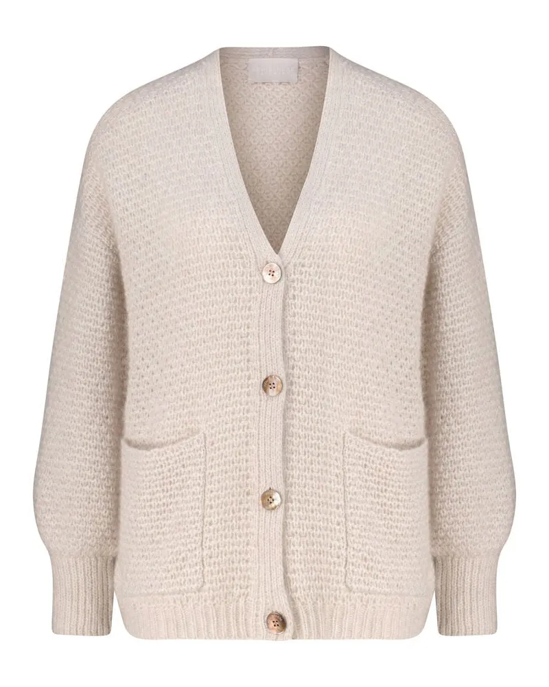 hemisphere Damen Strickjacke aus Kaschmir und Baumwolle Offwhite