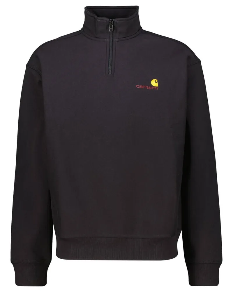 Carhartt WIP Herren Sweatshirt HALF ZIP AMERICAN SCRIPT Schwarz