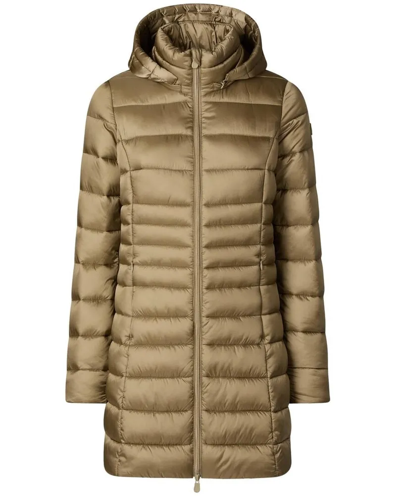 Save The Duck Damen Steppjacke lang REESE mit Kapuze Slim Fit Grün