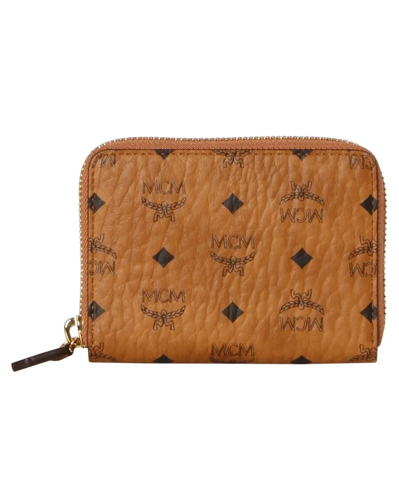 MCM Damen Geldbörse VISETOS ORIGINAL ZIP AROUND SMALL WALLET Cognac