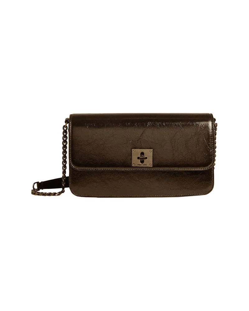 Golden Goose Damen Schultertasche aus Glanzleder GIOIA Schwarz
