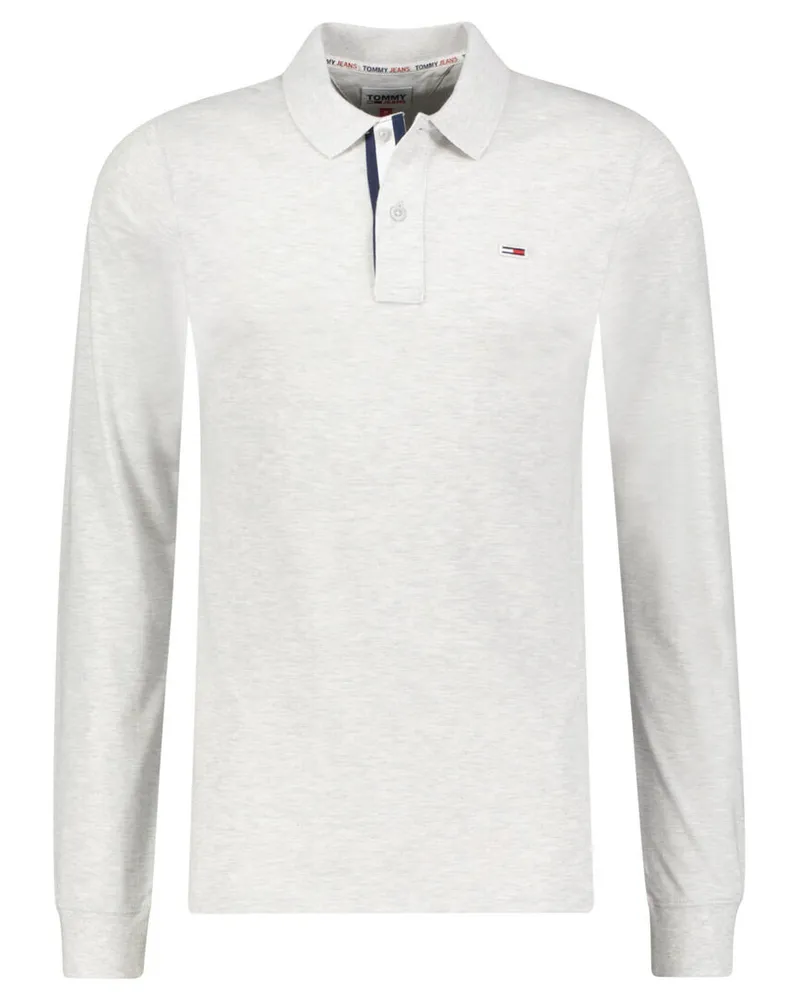 Tommy Hilfiger Herren Poloshirt SLIM SOLID Langarm Slim Fit Grau