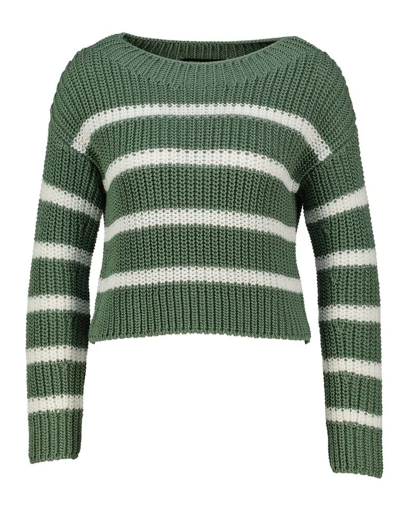 Iris von Arnim Damen Strickpullover NELE STRIPES Slim Fit Khaki