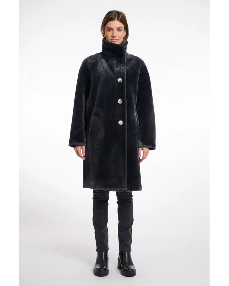 RINO & PELLE Damen Mantel mit Stehkragen Anthrazit