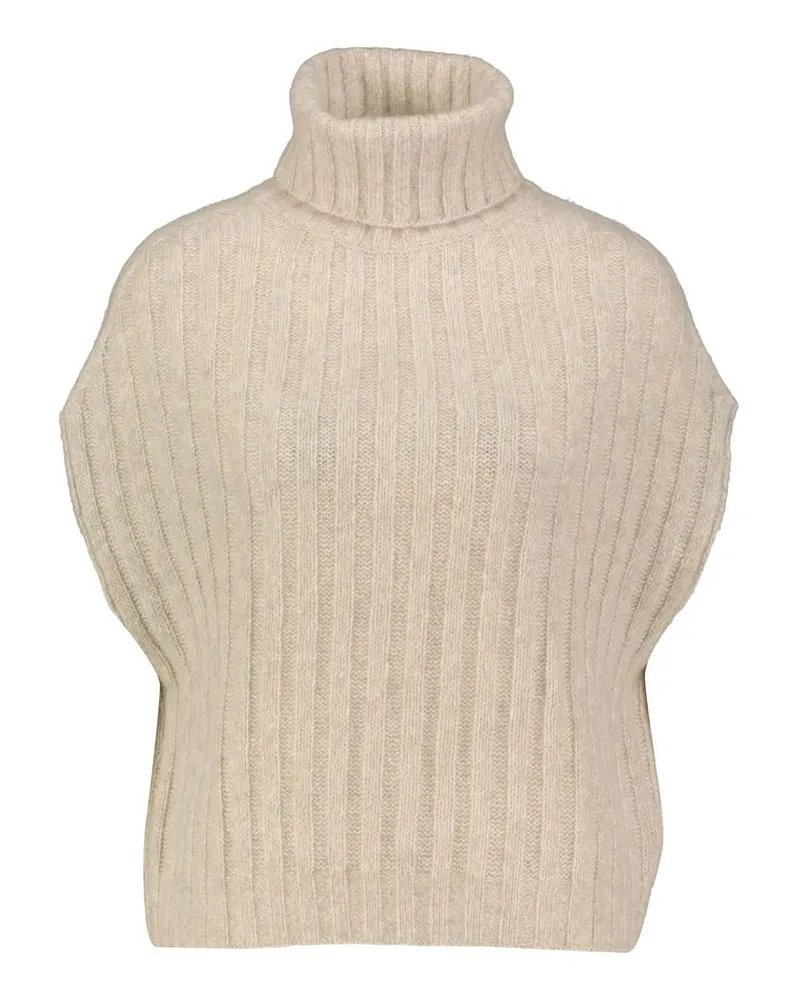 ALLUDE Damen Rollkragen-Pullunder aus Kaschmir und Seide Camel
