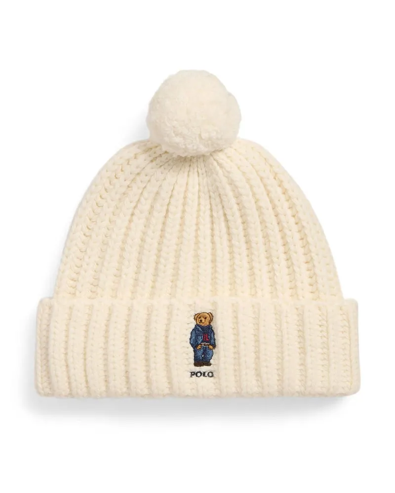 Ralph Lauren Mütze Logo Stickerei Offwhite