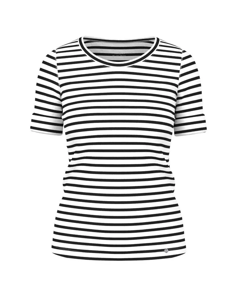 Marc Cain Damen T-Shirt aus Baumwoll-Ripp Schwarz