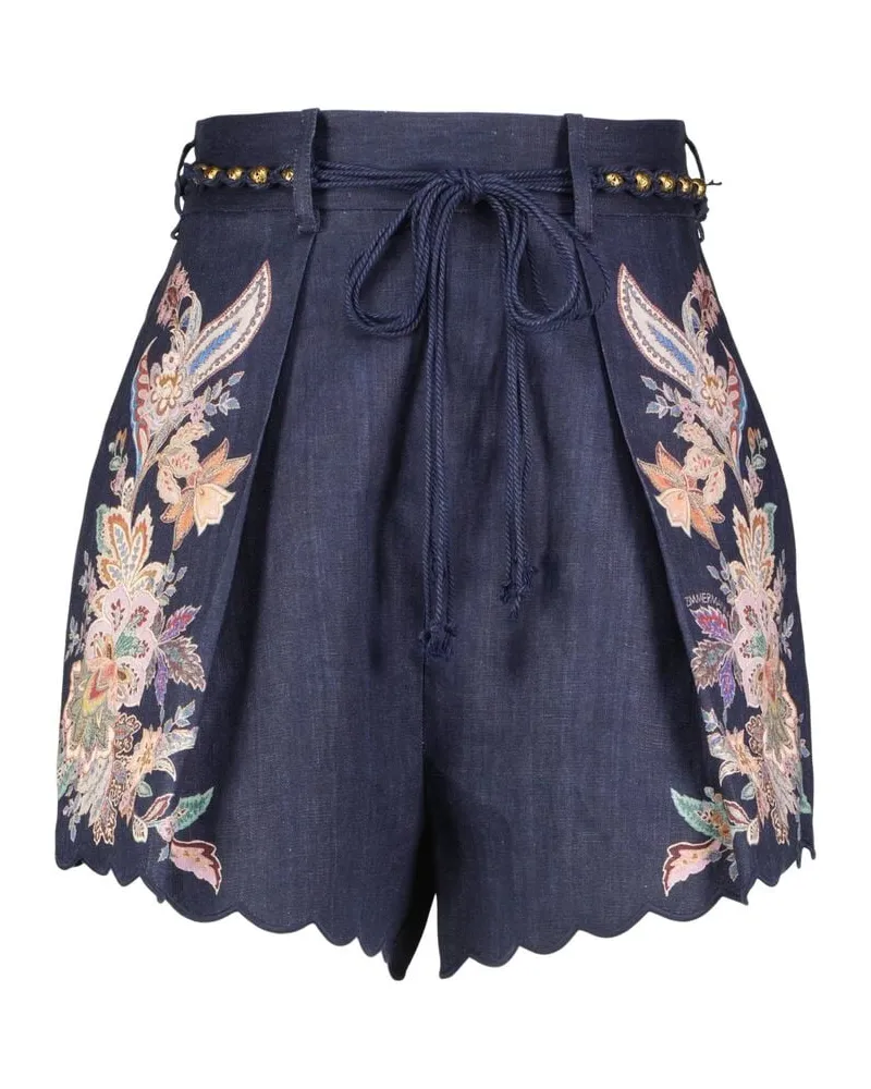 Zimmermann Damen Leinenshorts RHIANNON TUCK SHORT Schwarz