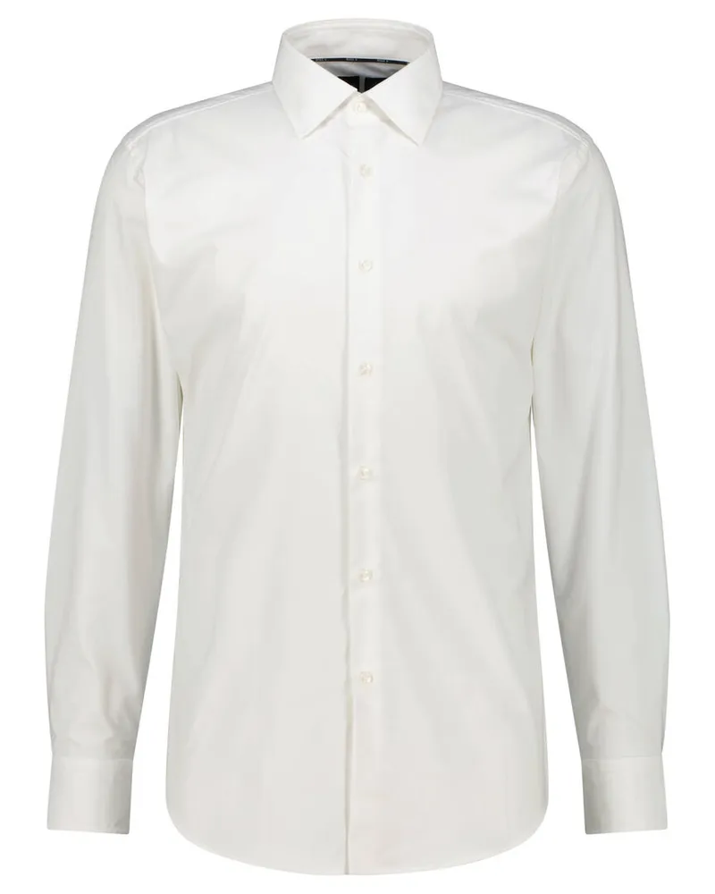 HUGO BOSS Herren Jerseyhemd H-HANK-KENT-C1-222 Slim Fit Langarm Weiss