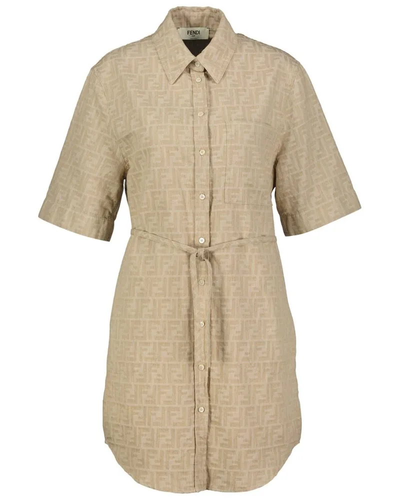 Fendi Damen Minikleid CHAMBRAY FF DRESS Sand