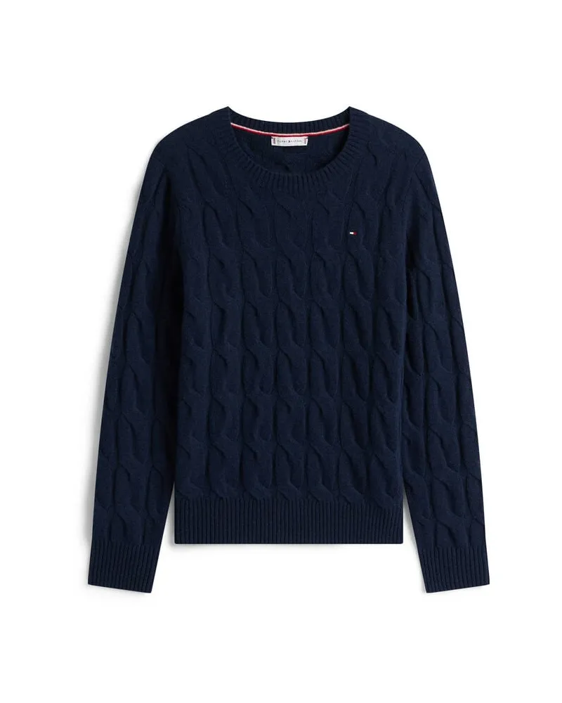 Tommy Hilfiger Damen Strickpullover aus Wolle mit Zopfmuster Indigo
