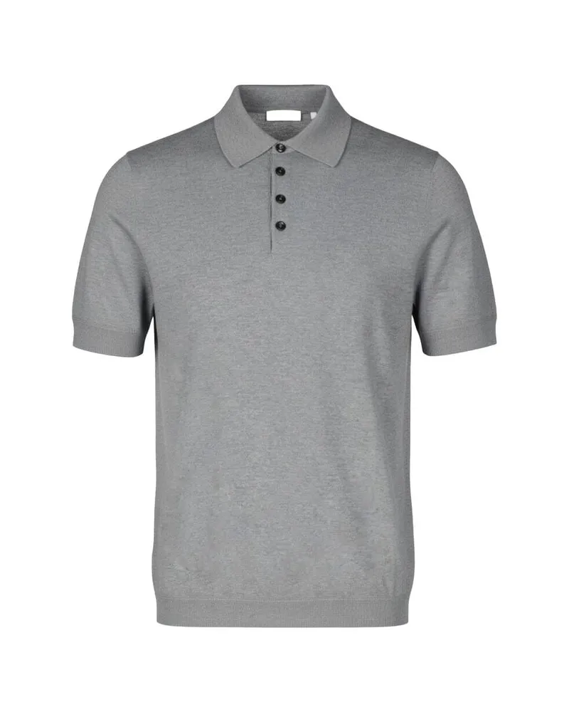 ALLUDE Herren Strickpolo aus Seidenmix Anthrazit