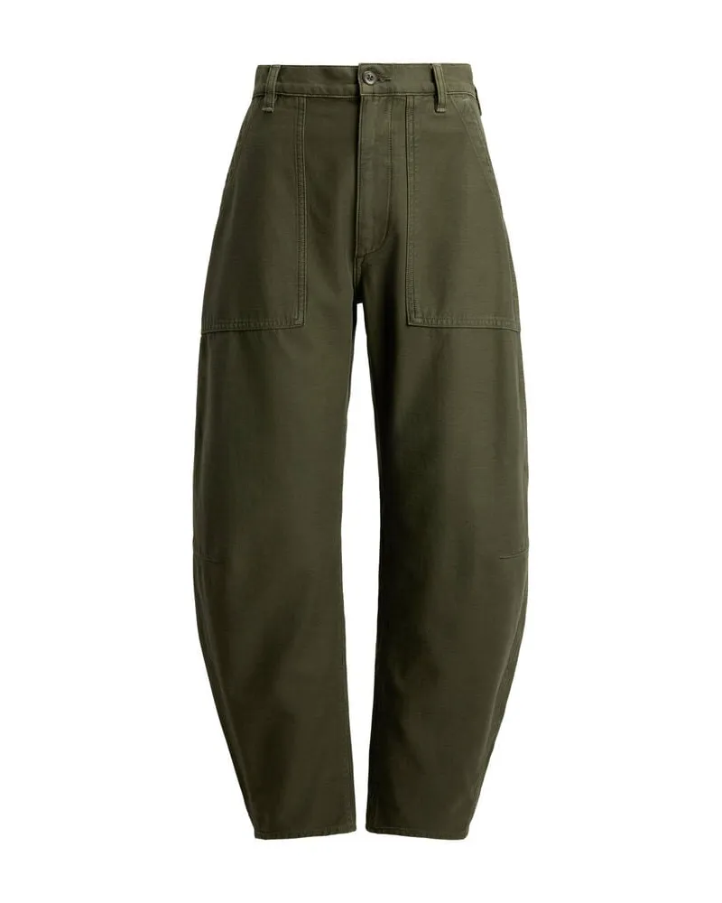 Ralph Lauren Damen Stoffhose Tapered Fit Oliv