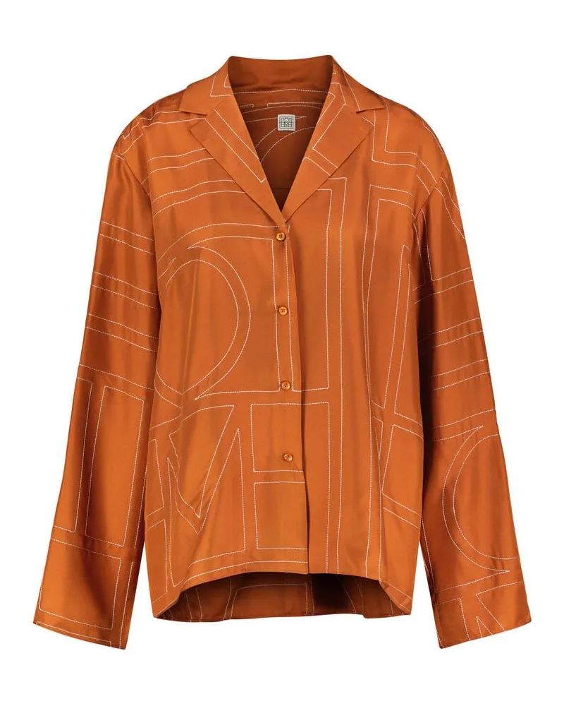 Totême Damen Seidenbluse MONOGRAM SILK Relaxed Fit Rost