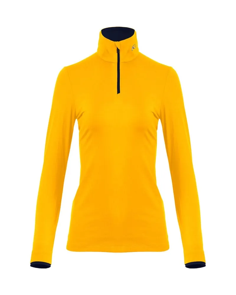 Kjus Damen Skishirt FEEL MIDLAYER HALF ZIP Langarm Senf