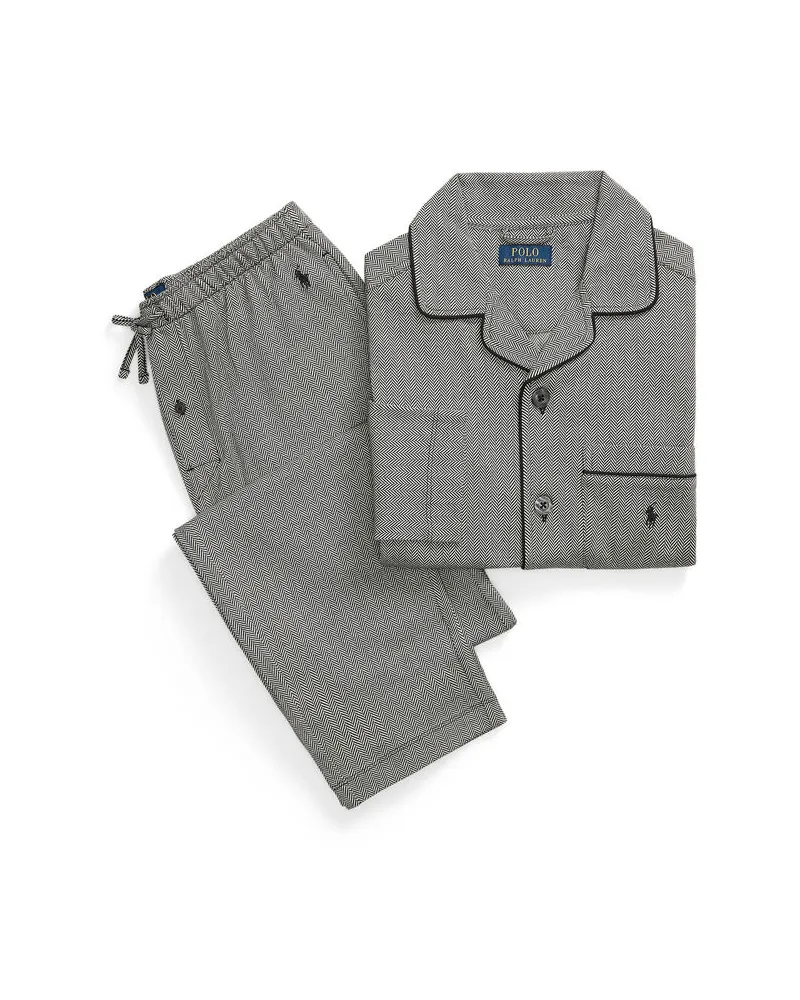Ralph Lauren Herren Pyjama aus Jacquardstrick Slim Fit Grau