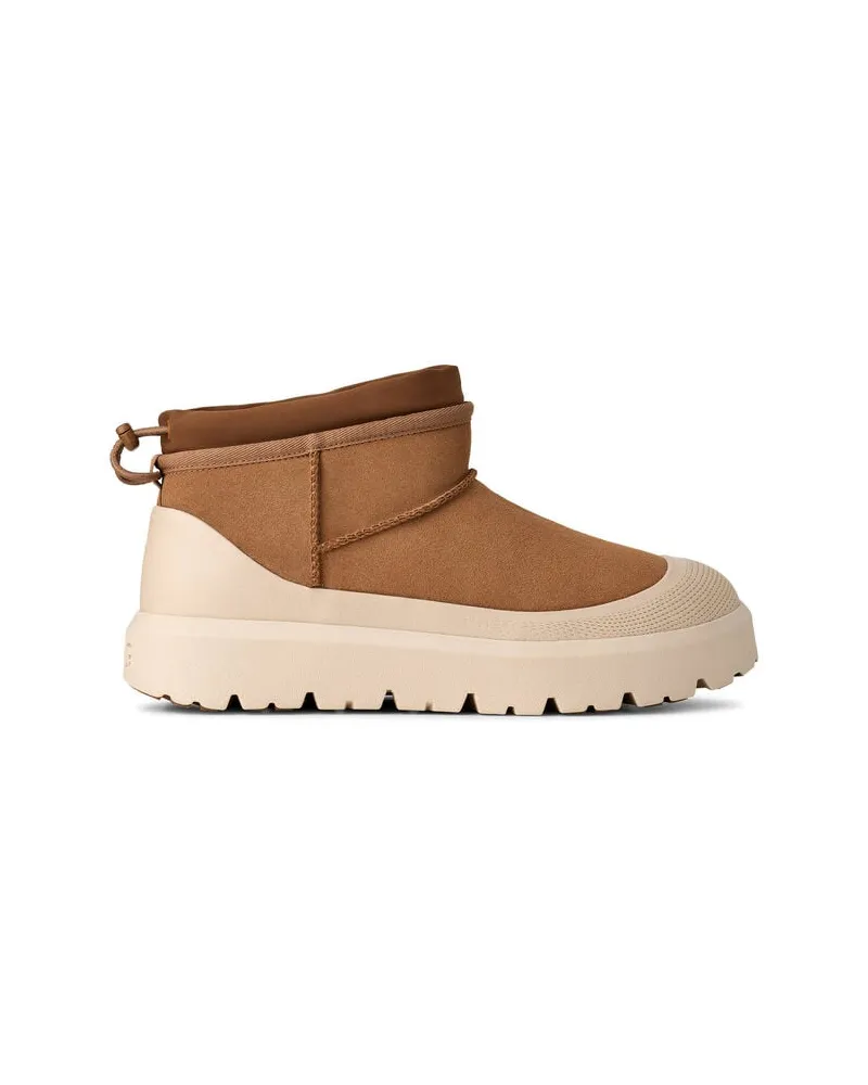 UGG Herren Boots Veloursleder CLASSIC ULTRA MINI WEATHER HYBRID Cognac
