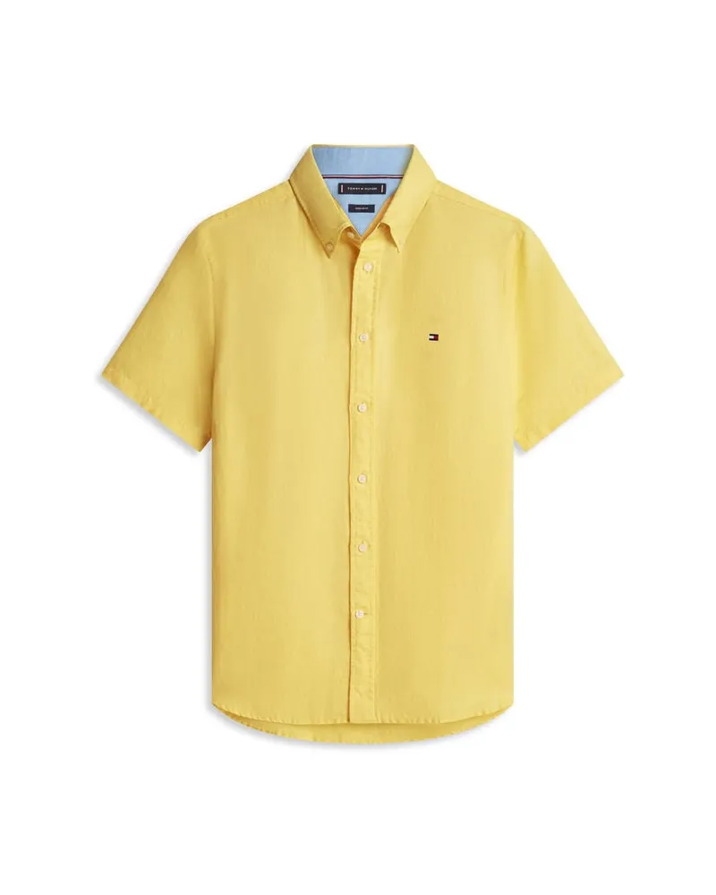 Tommy Hilfiger Herren Hemd aus Leinen-Baumwoll-Mix Gelb