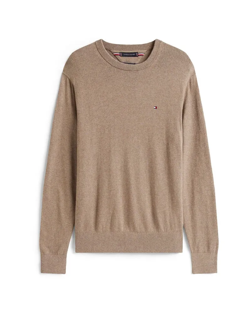 Tommy Hilfiger Herren Strickpullover Rundhals Baumwolle/Kaschmir Regular Fit Taupe