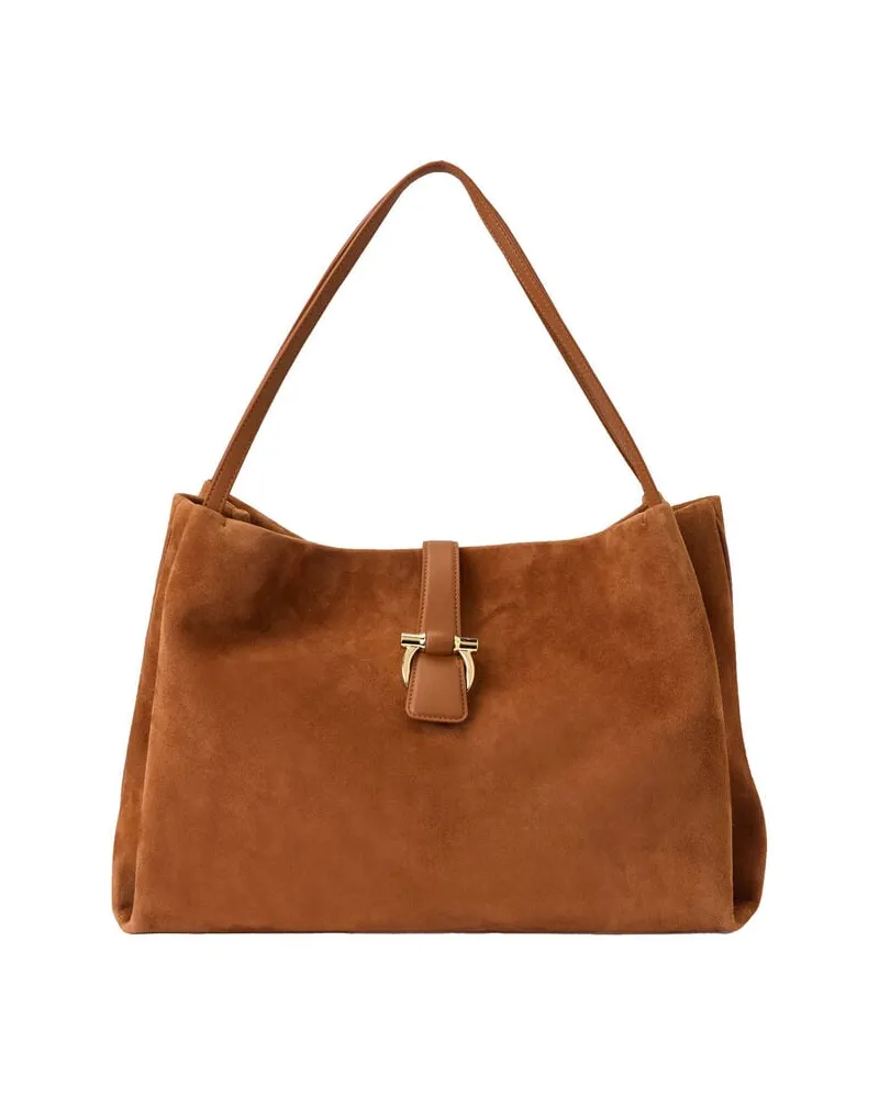 Ferragamo Damen Shopper NEW LINE SUEDE Nougat