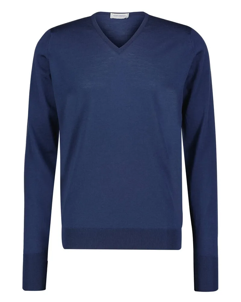 John Smedley Herren Feinstrickpullover BOBBY aus Merinowolle Blau