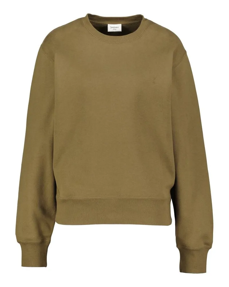 Saint Laurent Damen Sweatshirt aus Baumwolle AVEC BRO Oliv