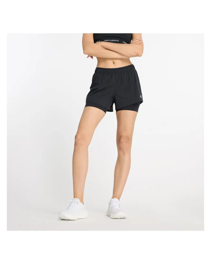 New Balance Damen Laufshorts RC 2-IN-1 Schwarz