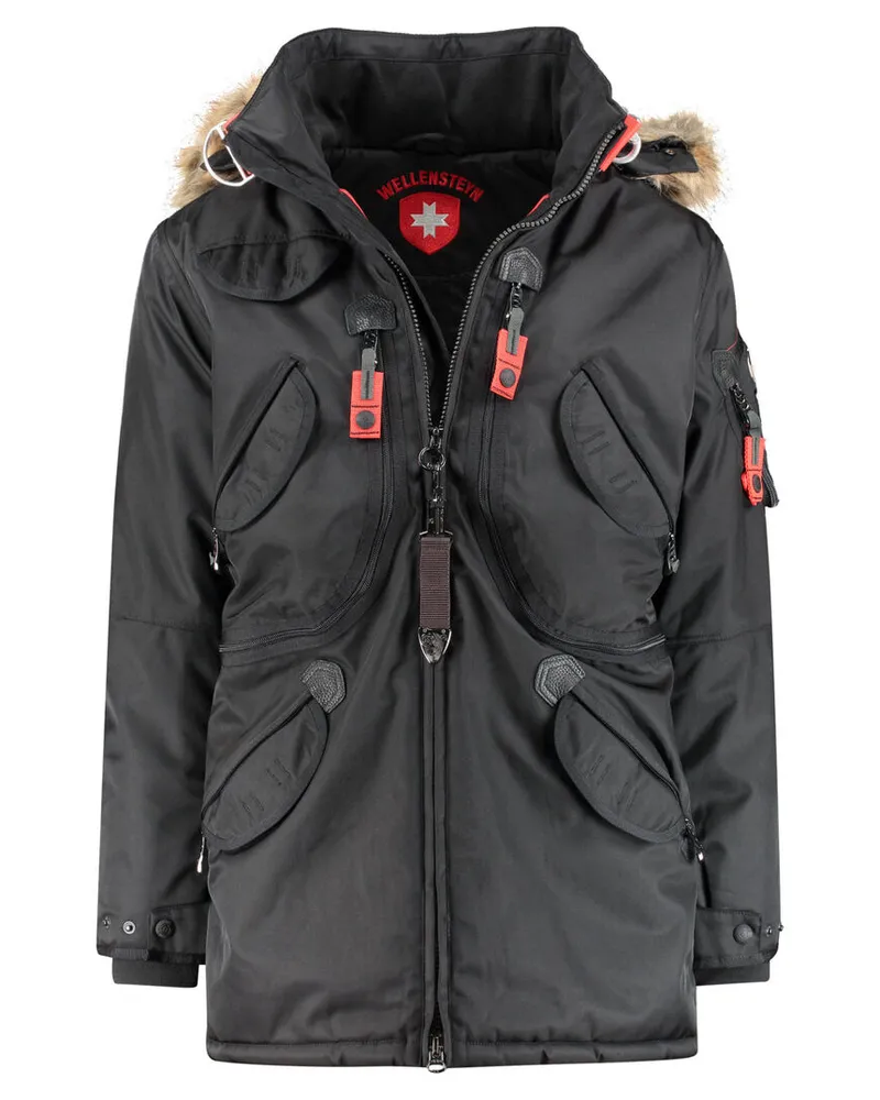 Wellensteyn Herren Winterjacke mit Kapuze "Rescue Parka Schwarz