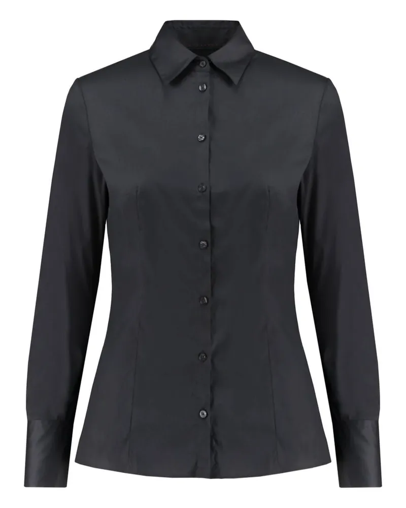 HUGO BOSS Damen Bluse THE FITTED SHIRT bügelleicht Slim Fit Schwarz