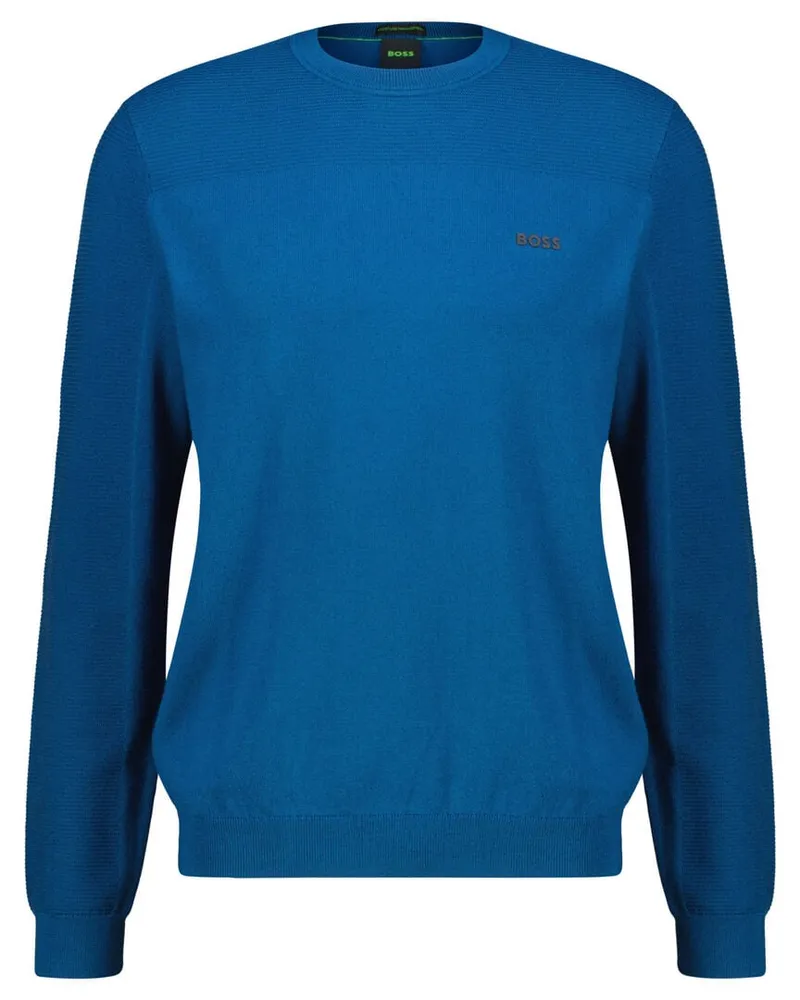 HUGO BOSS Herren Feinstrickpullover mit Schurwolle MOMENTUM-X_CN Regular Fit Blau