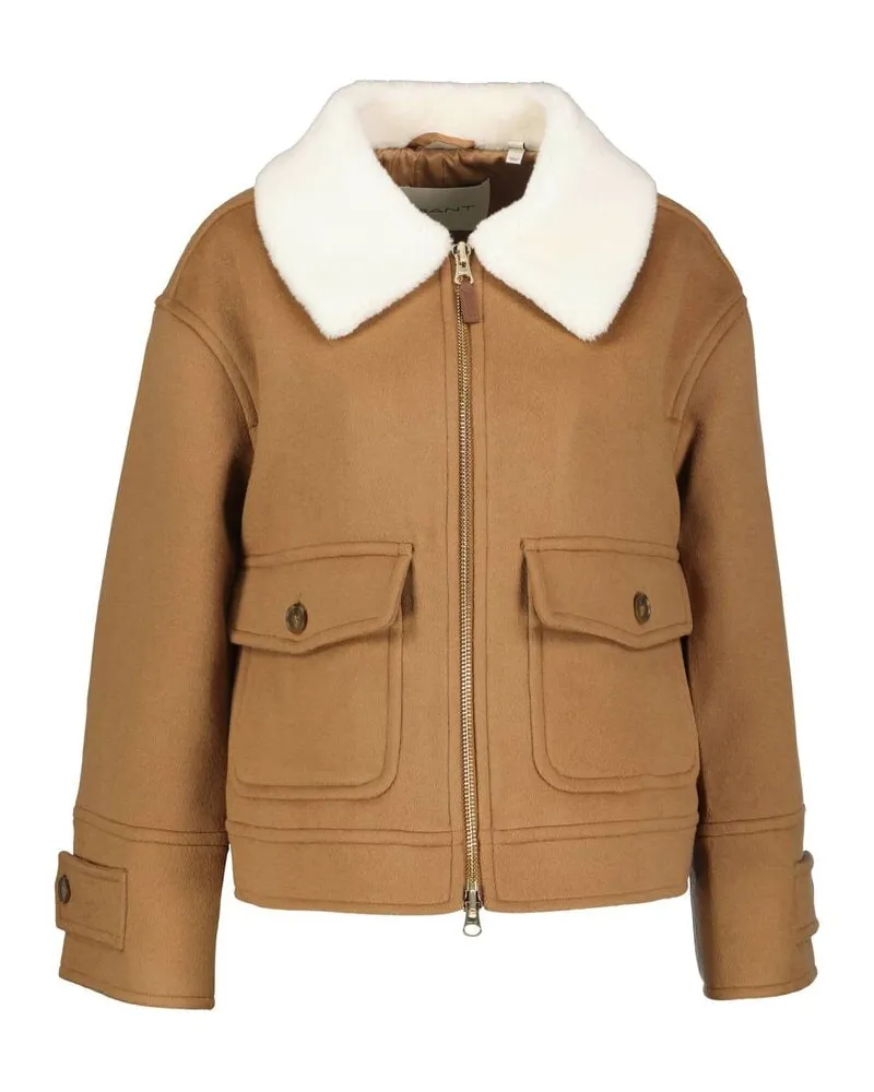 Gant Damen Fliegerjacke mit Wolle Nougat