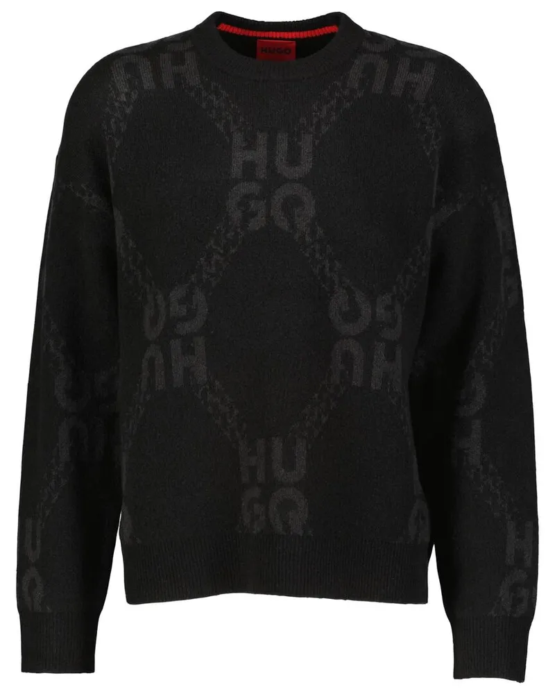 HUGO BOSS Herren Strickpullover SHAIN Schwarz