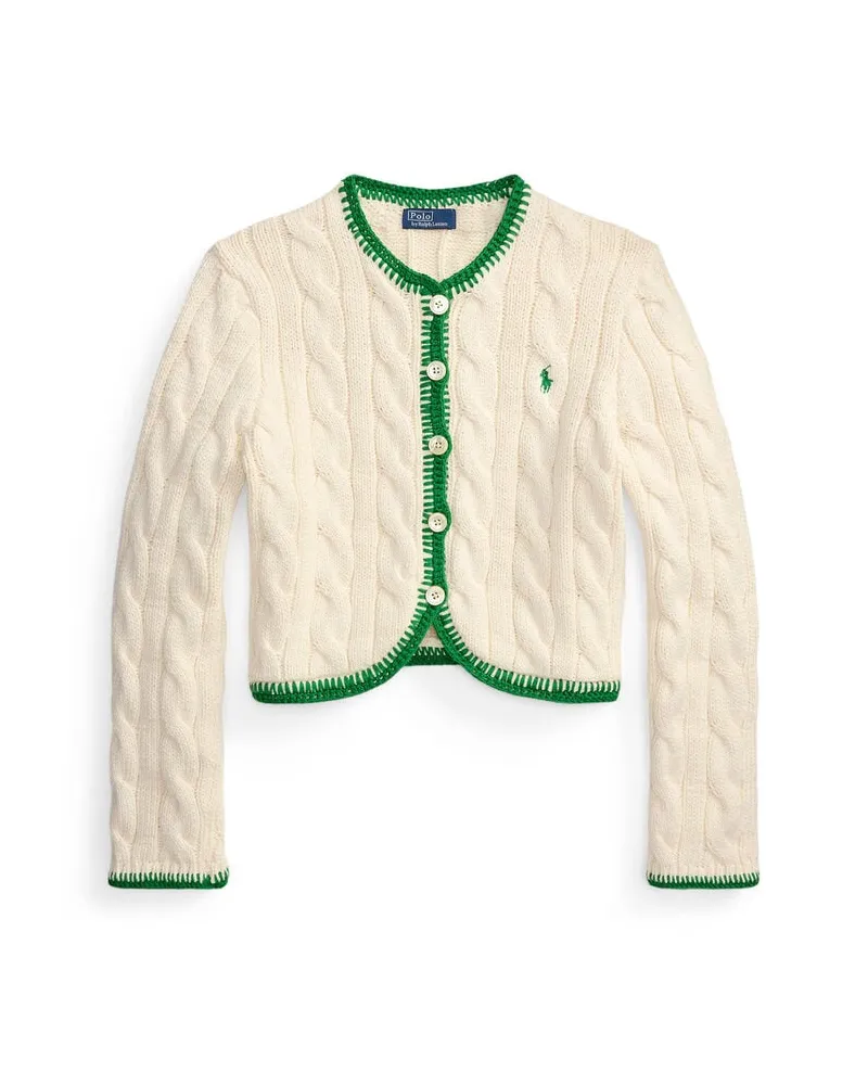 Ralph Lauren Damen Cardigan mit Zopfmuster Creme