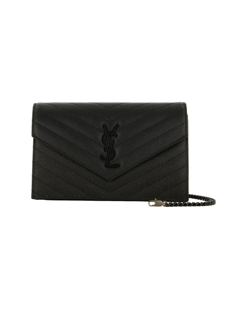 Saint Laurent Damen Umhängetasche aus Leder CASSANDRE WALLET CLUTCH Schwarz