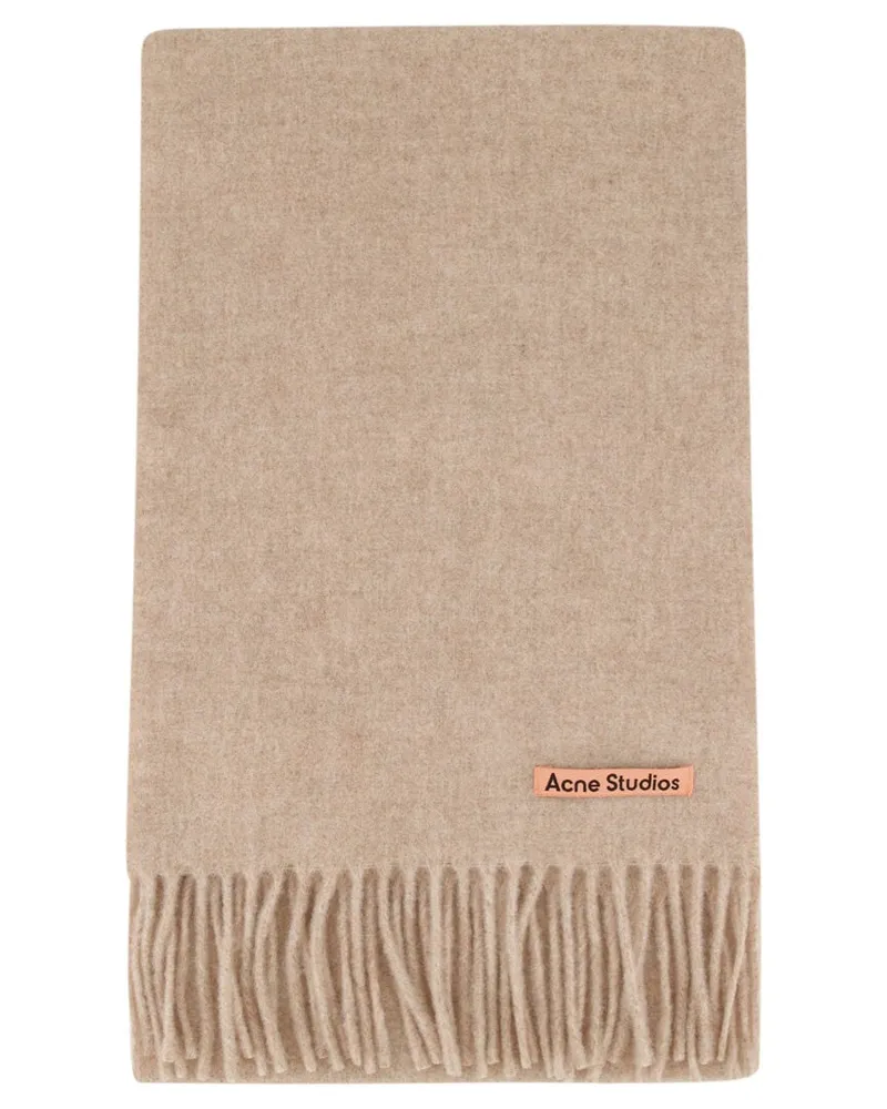 Acne Studios Herren Schal mit Fransen CANADA SKINNY aus Wolle Sand