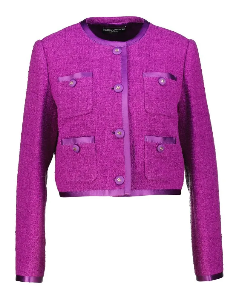 Dolce & Gabbana Damen Tweedblazer mit Seide Lila