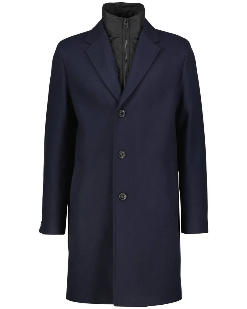 HUGO BOSS Herren Mantel mit Schurwolle und gestepptem Einsatz MILOGAN2541 Marine