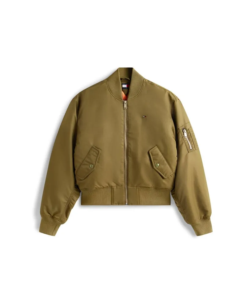 Tommy Hilfiger Damen Bomberjacke mit Ärmeltasche Oliv