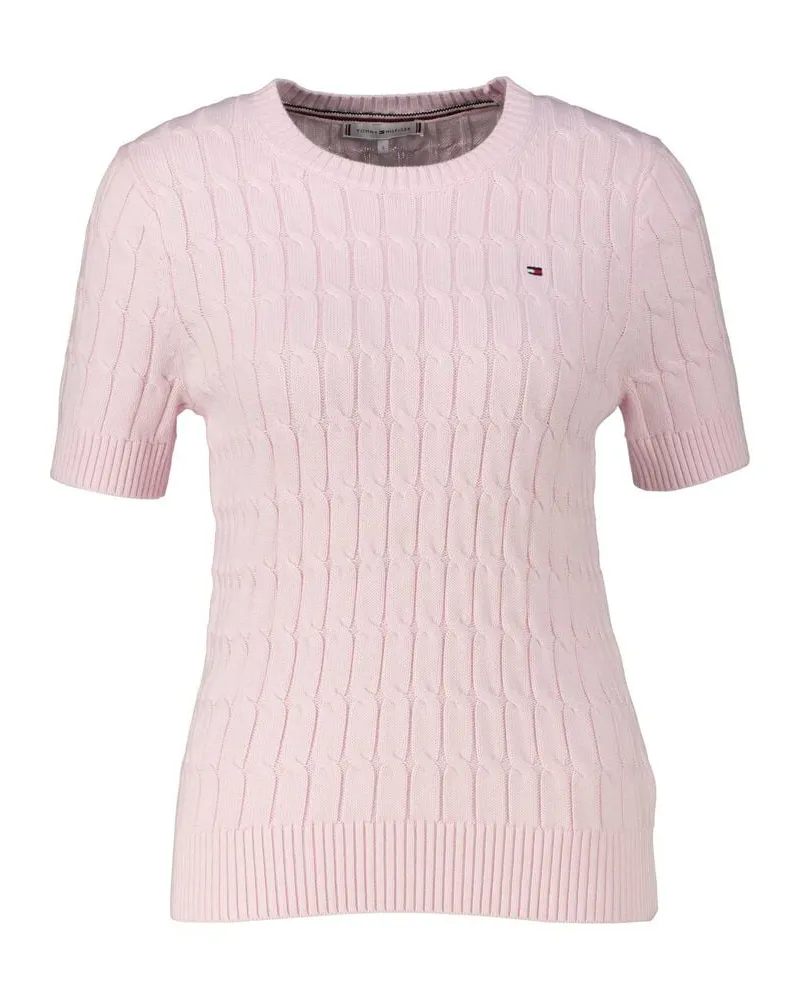 Tommy Hilfiger Damen Strickpullover COTTON MINI CABLE Slim Fit Kurzarm Rose