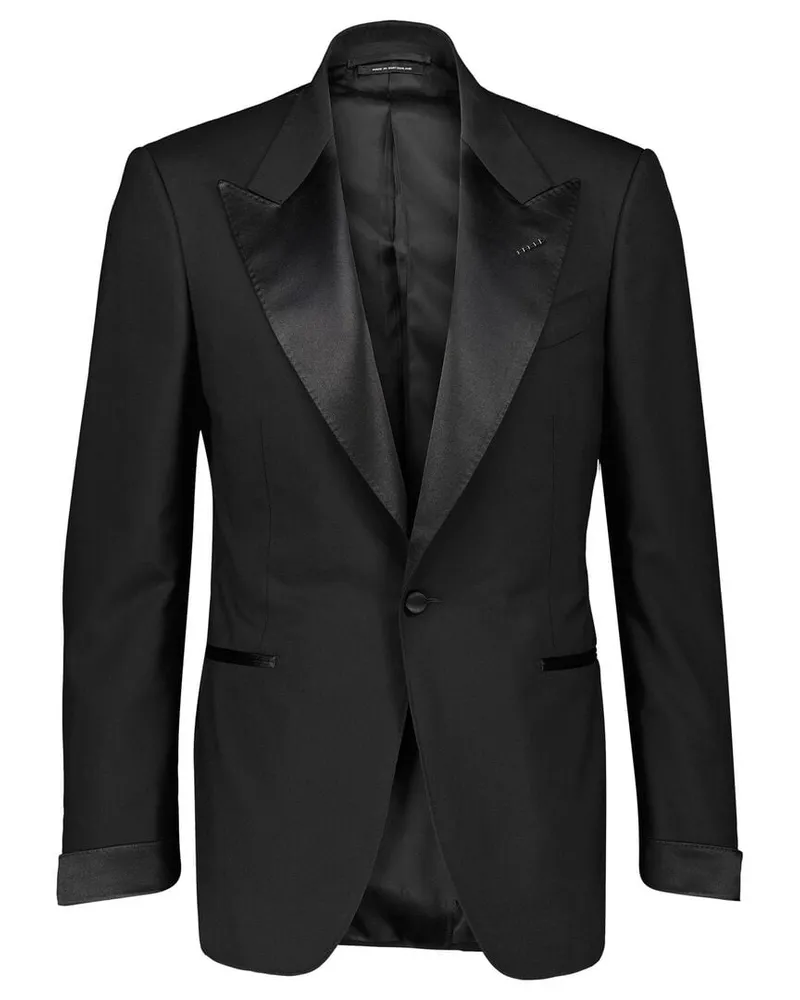 Tom Ford Herren Sakko aus Schurwolle SHELTON SMOKING Schwarz