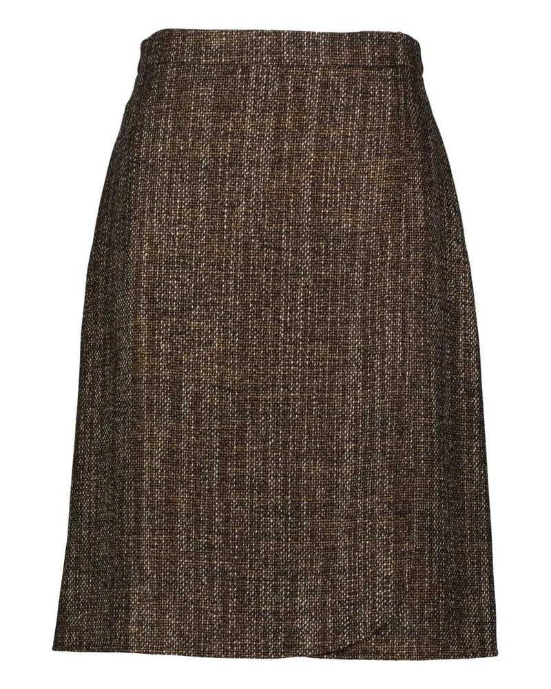 Fendi Damen Midirock mit Wolle und Alpaka Braun
