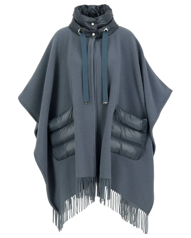 Herno Damen Poncho aus Wolle mit Kaschmir RESORT Petrol