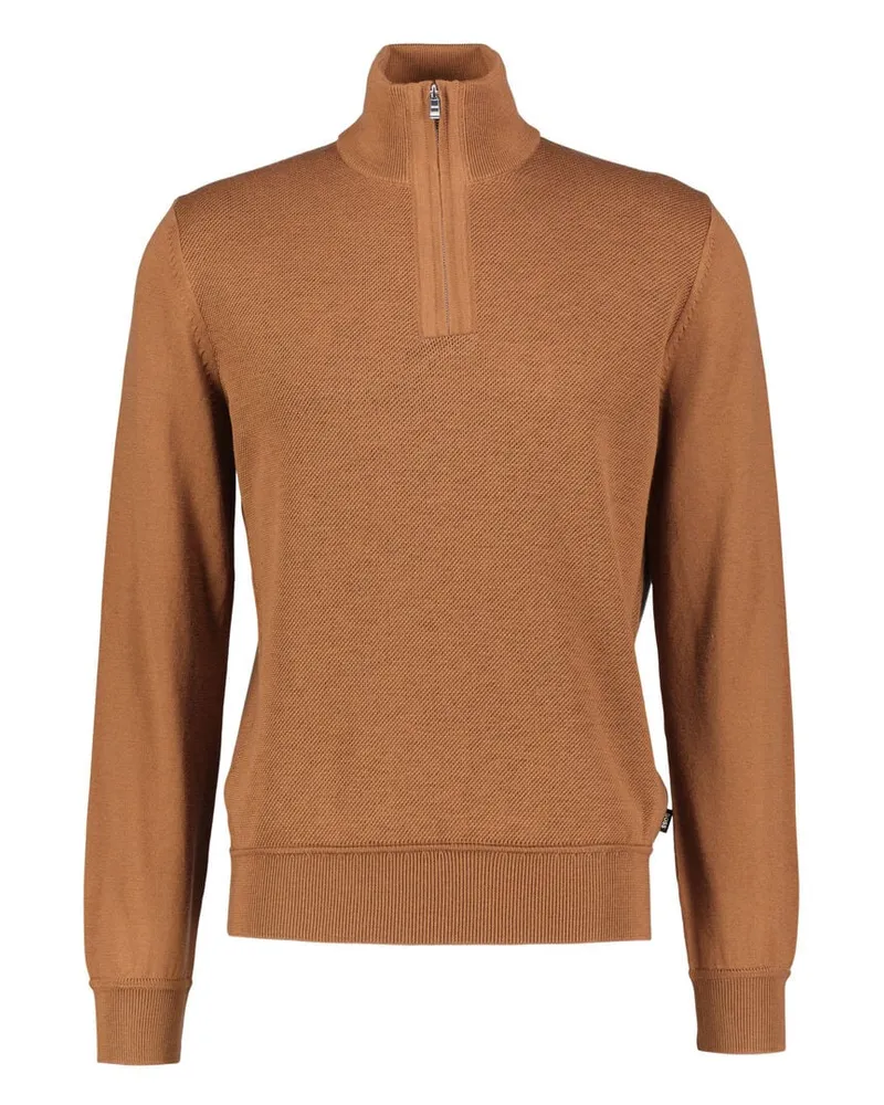 HUGO BOSS Herren Strickpullover aus Wolle H_ILLARIO Braun