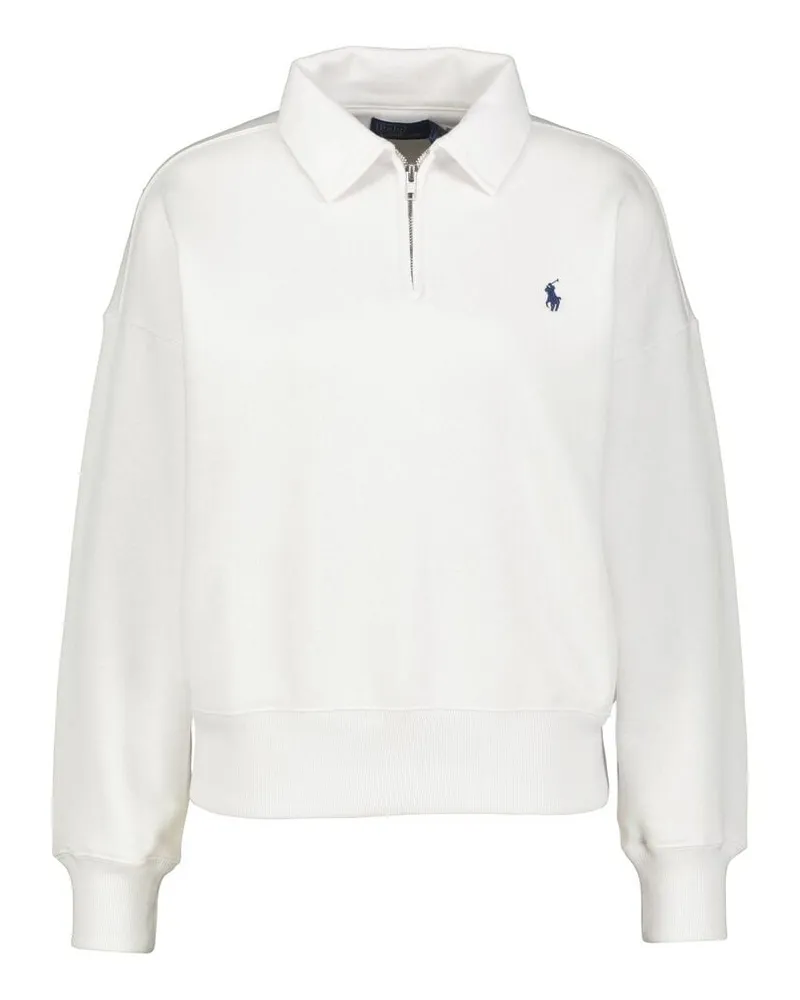 Ralph Lauren Damen Sweatshirt mit Viertelreißverschluss Weiss