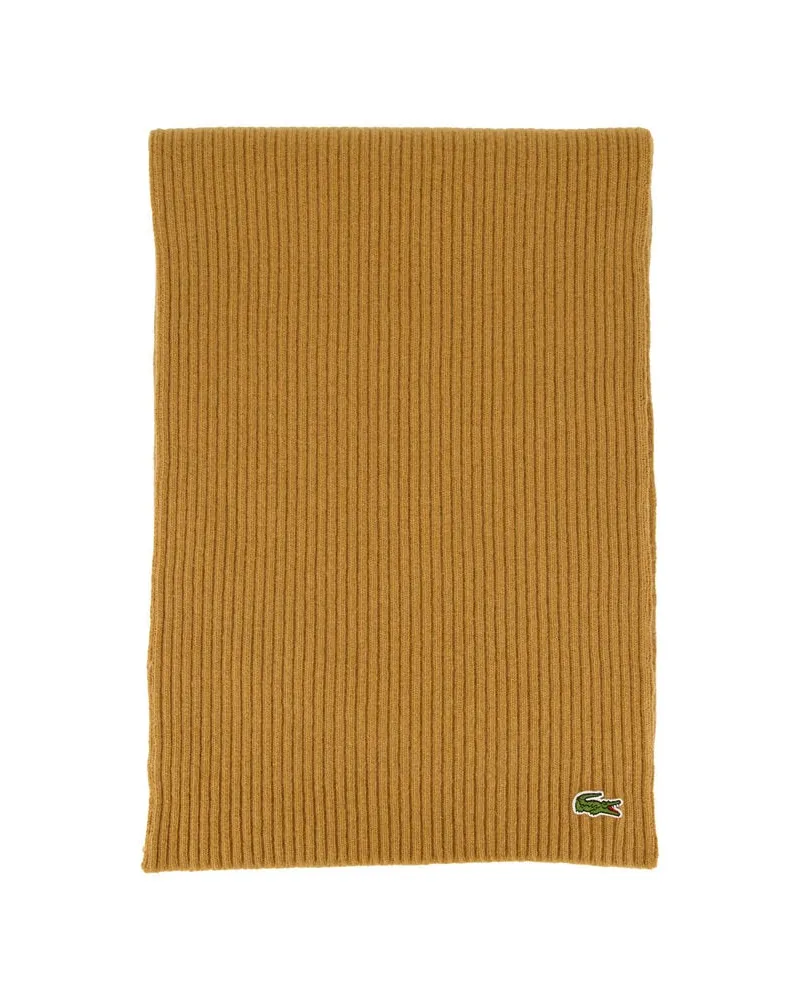 Lacoste Strickschal aus Wolle Braun