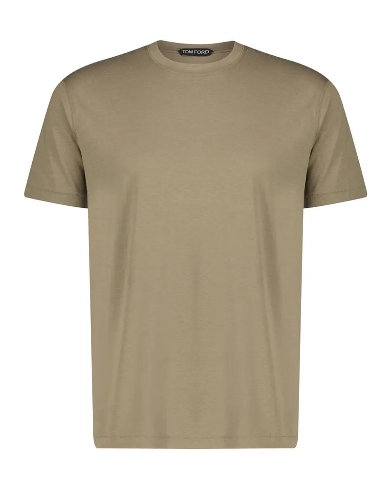Tom Ford Herren T-Shirt aus Lyocell aus Baumwolle Regular Fit Khaki