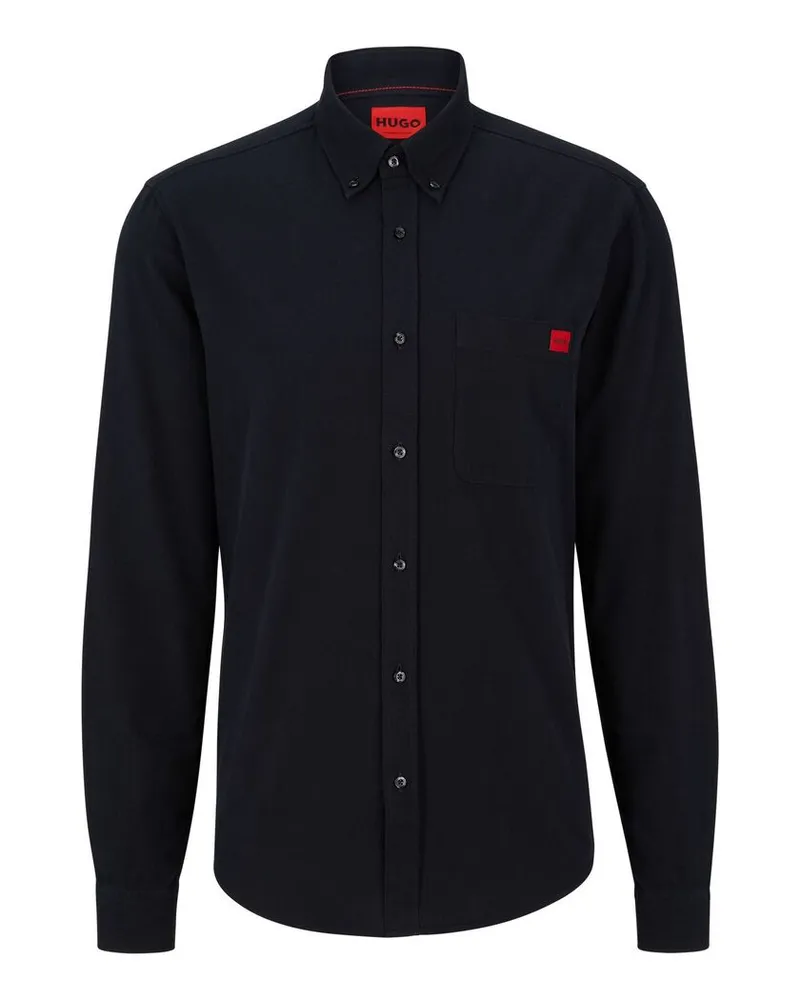 HUGO BOSS Herren Freizeithemd EVITO Casual Slim Fit Schwarz