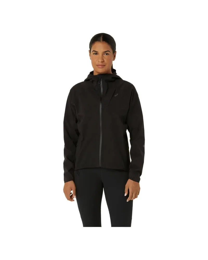 Asics Damen Laufjacke mit Kapuze METARUN WATERPROOF JACKET W Schwarz