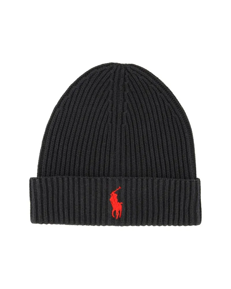 Ralph Lauren Herren Strickmütze aus Baumwolle BEANIE Schwarz